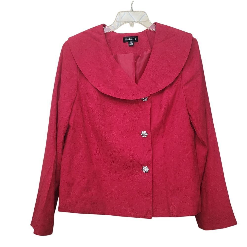 Vintage ISABELLA Women's 16 Red Blazer Mob‎ Wife Office Dressy Preppy Career Y2K